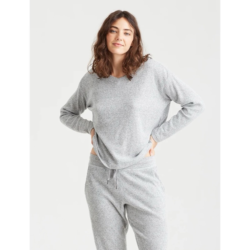 Papinelle Super Sleepy Waffle Sleep Pajama Set Top Joggers Gray XXL Women’s